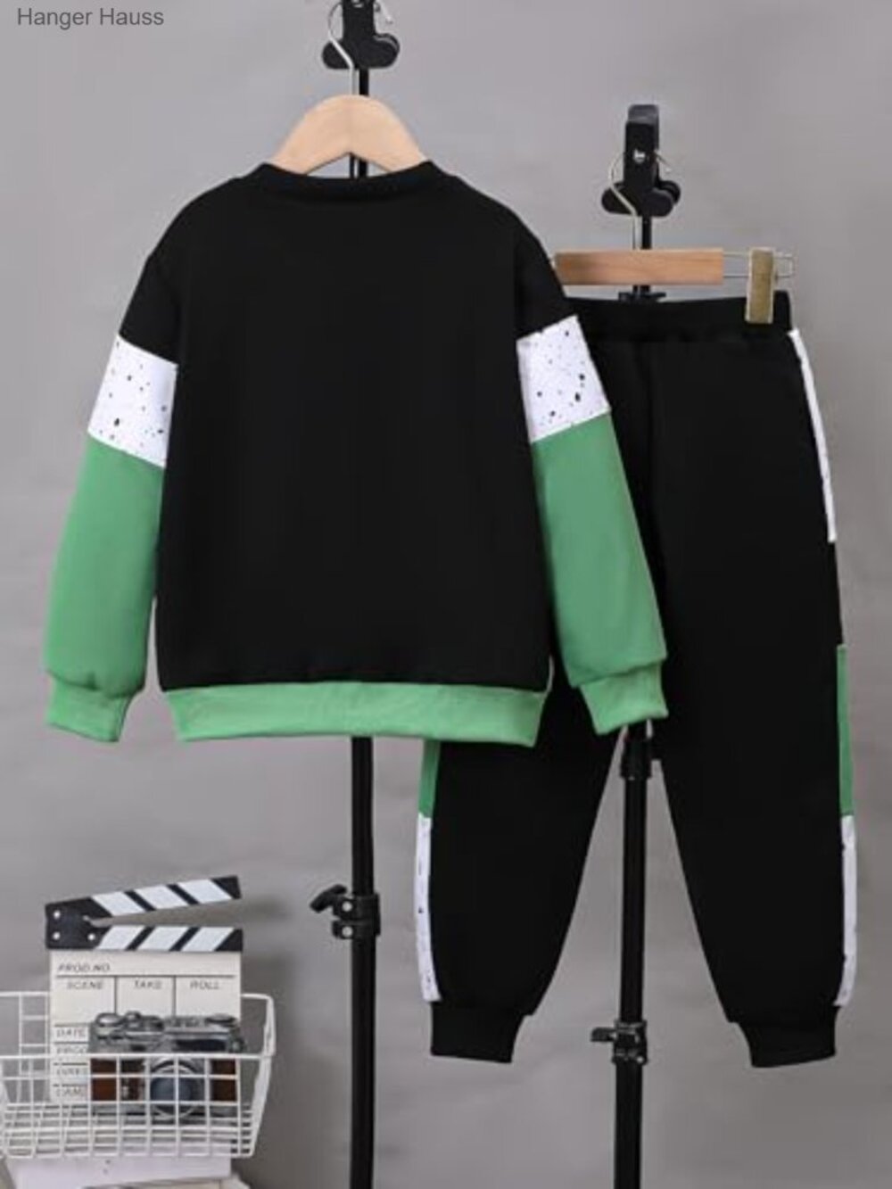 Boys 2pc Color Block Sweatshirt Sweatpants Set Long Sleeve Crewneck Joggers - Picture 5 of 6